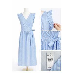 Loft wrap, dress floral stripe, nautical size large new lined